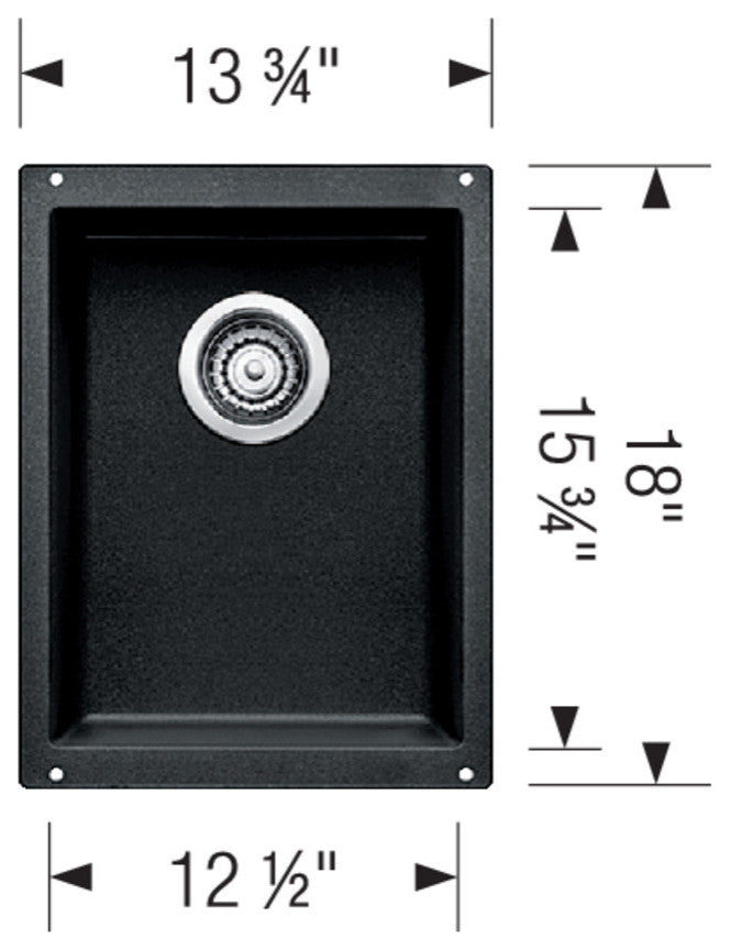 Blanco 513422 Precis 13-3/4" Undermount Single Basin SILGRANIT - Cinder