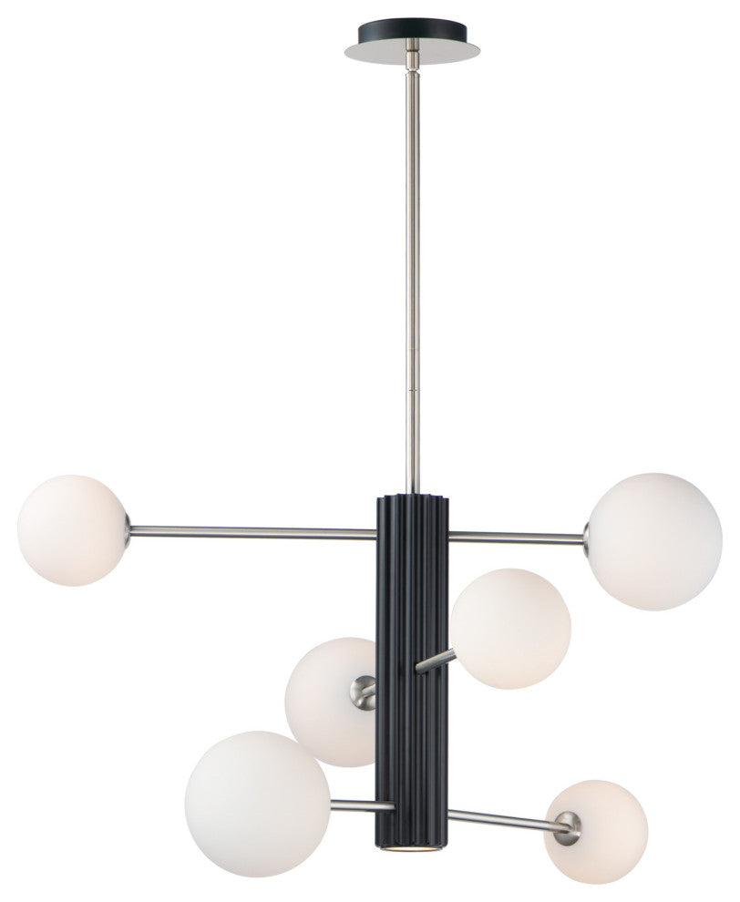 ET2 E24064-92 Cog 7 Light 30"W Chandelier - Black / Satin Nickel