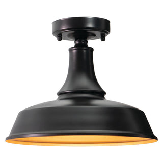 Dorado 12"W Outdoor Semi-Flush Mount Dark Bronze with Light Gold