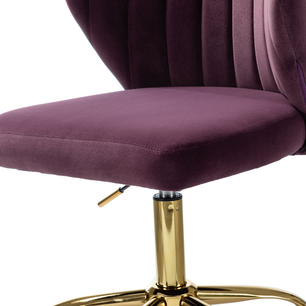 Swivel Task Chair With Tufted Back, Purple