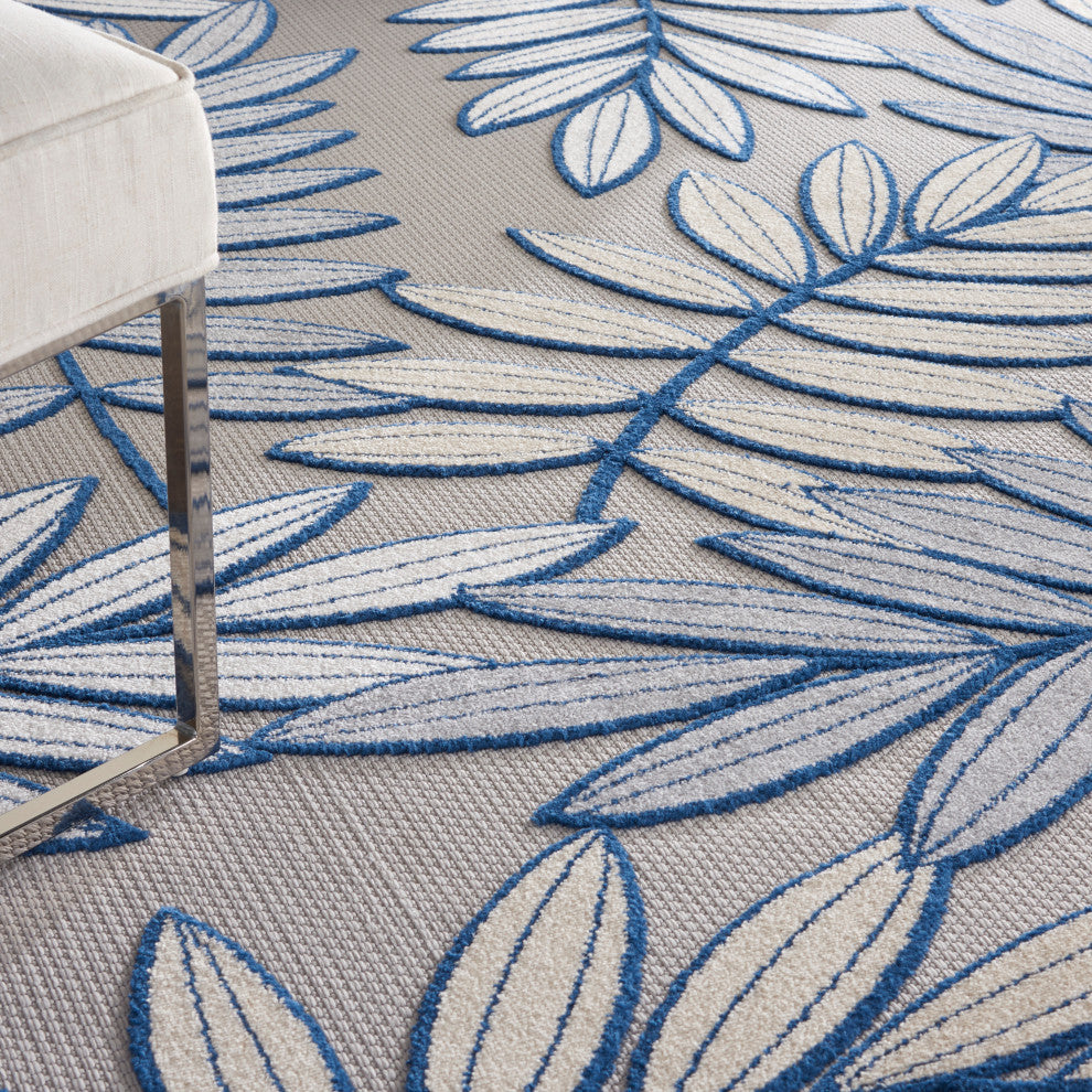 Nourison Aloha 12' x 15' Ivory/Navy Tropical Area Rug