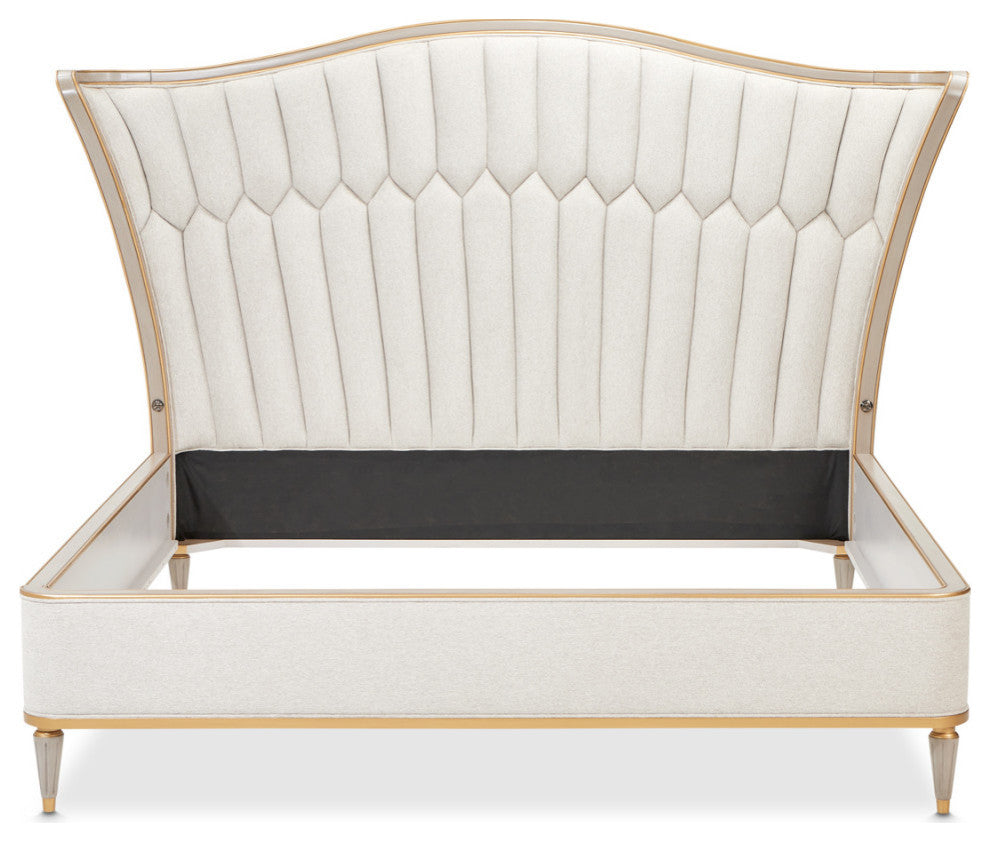 St. Charles Queen Chenille Wingback Bed, Dove Gray