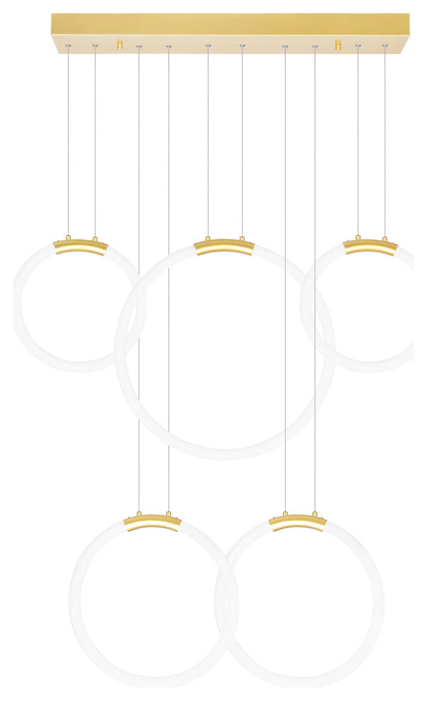 Hoops 5 Light LED Chandelier With Satin Gold Finish