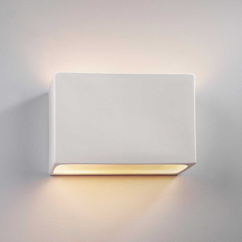 Ambiance ADA Outdoor Small Ceramic Rectangle Wall Sconce, LED, Bisque