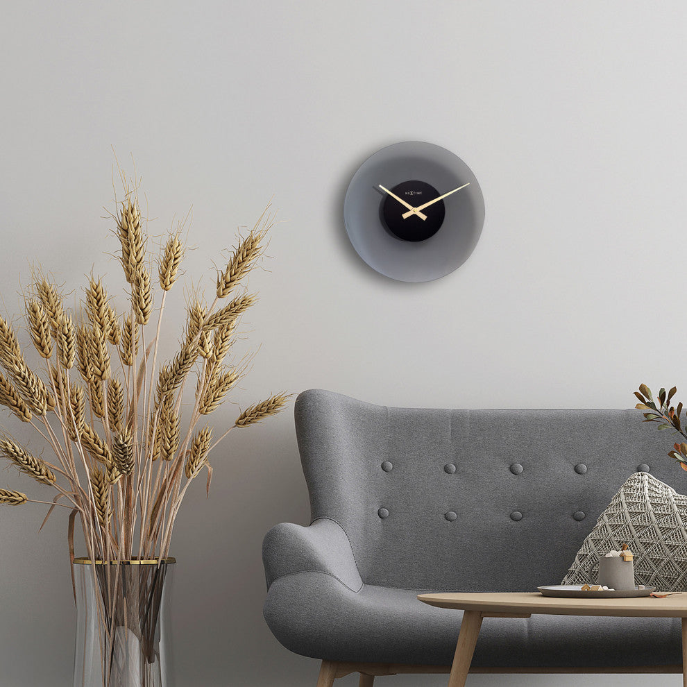 Float 16" Frosted Gray Glass Wall Clock