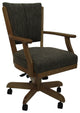 Classic Caster Swivel Dining Chair on Wheels, Solid Wood, Sanora Brown - Dark Brown