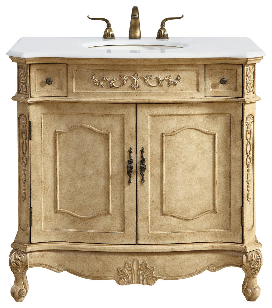 Bathroom Vanity, Antique Beige, 36", Single Sink