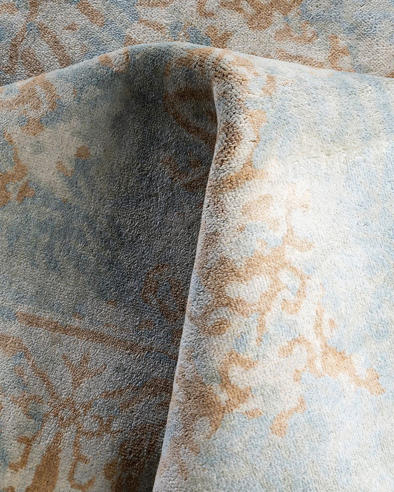 Ikat, One-of-a-Kind Hand-Knotted Area Rug - Blue, 9' 4" x 11' 10"