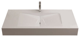 ADM Rectangular Ramped Wall Mounted Sink, White, 39", Matte White