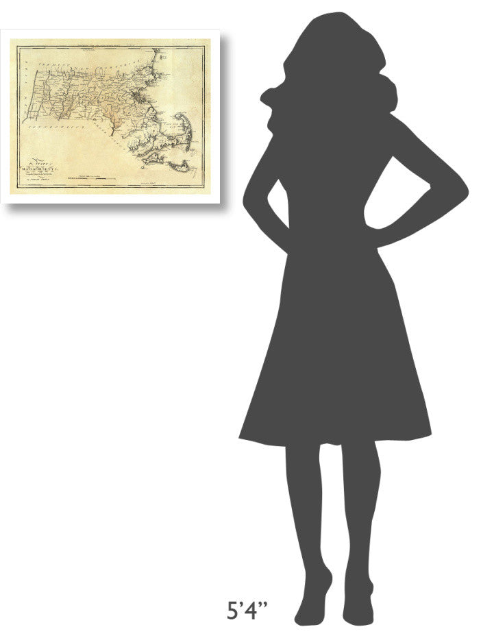 "State of Massachusetts, 1795" Digital Paper Print by Mathew Carey, 24"x19"