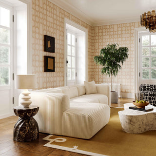 Tarra Fluffy Oversized Cream Corduroy Modular LAF Sectional - Cream