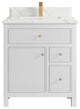 Sonoma 30 Single Sink Reeded Bath Vanity in White 1.5" Calacatta Laza