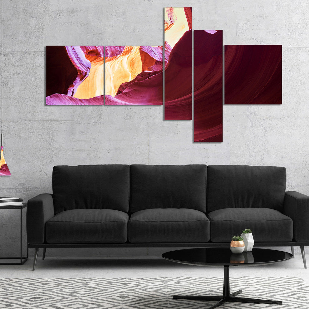 Purple in Antelope Canyon, Landscape Photography Canvas Print, 60"x32", 5 panels