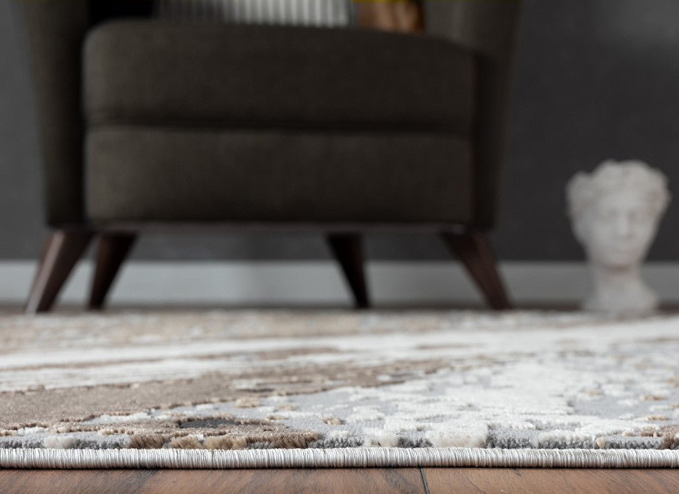 Abani Aspen Collection ASP160A Contemporary Gray Marble Area Rug