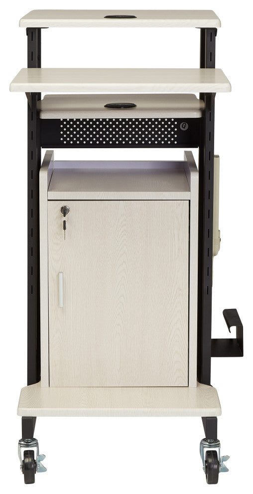 Oklahoma Sound PRC Series Metal Premium Plus Presentation Cart in Ivory/Black