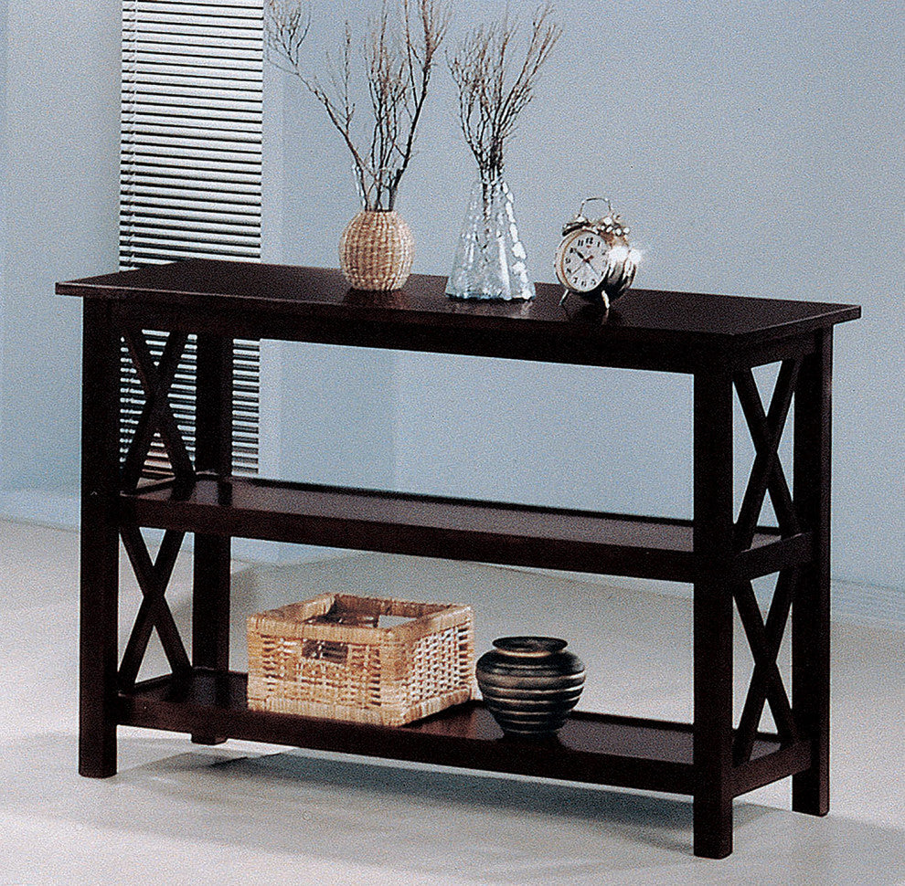 Sofa Table with 2-shelf, Dark Merlot
