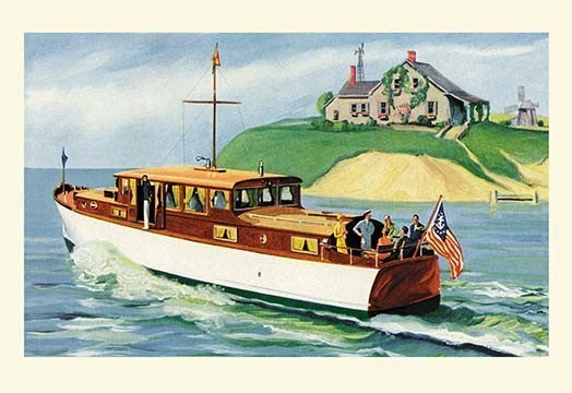 Mathews 46' Enclosed Bridge Deck Cruiser - Fine Art Giclee Print 24" x 36"