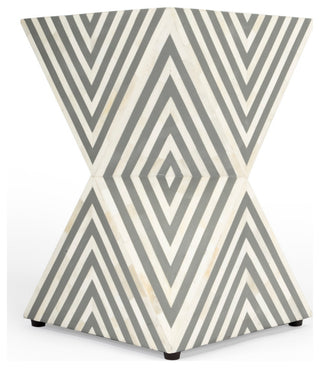 Butler Anais White and Gray Bone Inlay End Table