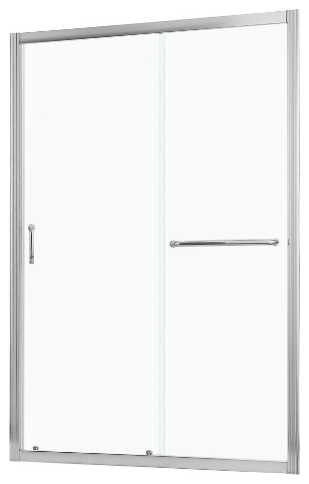 48" W x 72" H Semi-Frameless Single Sliding Shower Door, Chrome