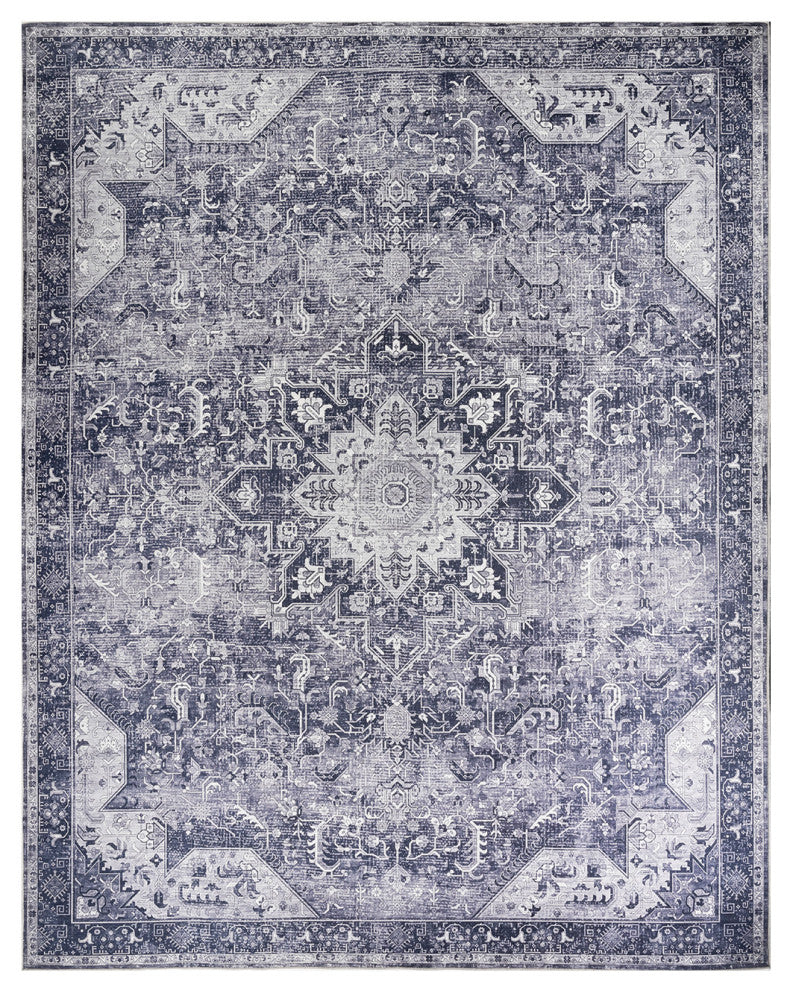 Nourison Nourison Washables 8' x 10' Charcoal Grey Vintage Indoor Rug