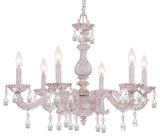 Paris Market 6 Light Chandelier, Antique White with Clear Hand Cut Crystal