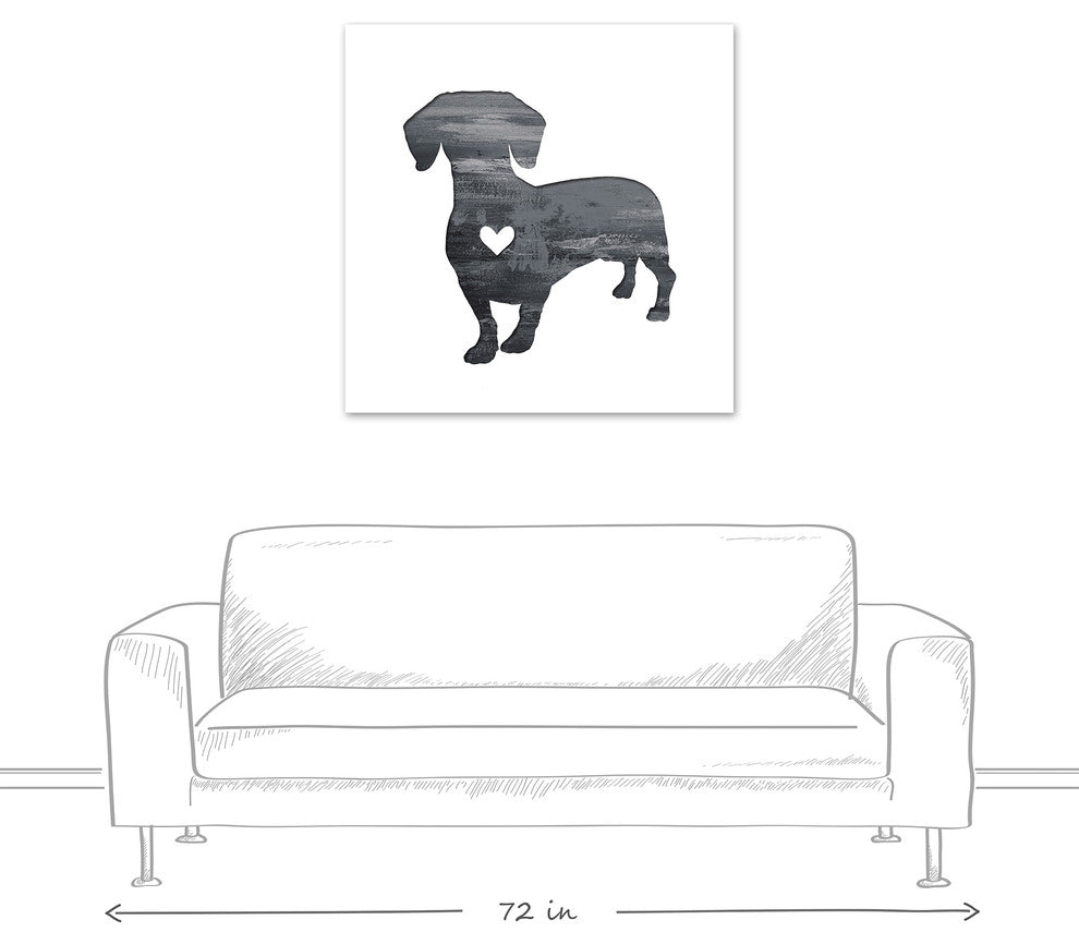 Designs Direct Creative Group Ink Silhouette Dachshund 36x36 Canvas Wall Art