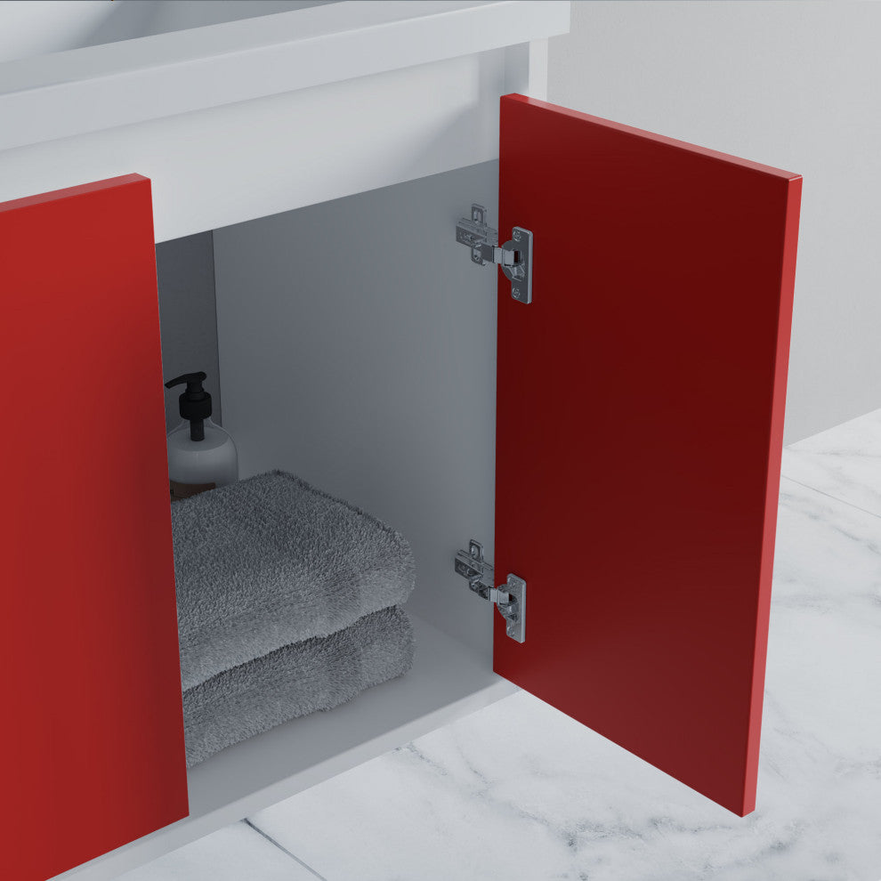 Dello 30" Single Bathroom Vanity Set With V Legs, Red