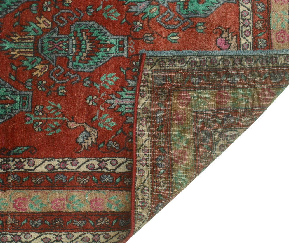 Fine Vintage Distressed Haideh Rust/Turquoise Rug, 3'1x5'1