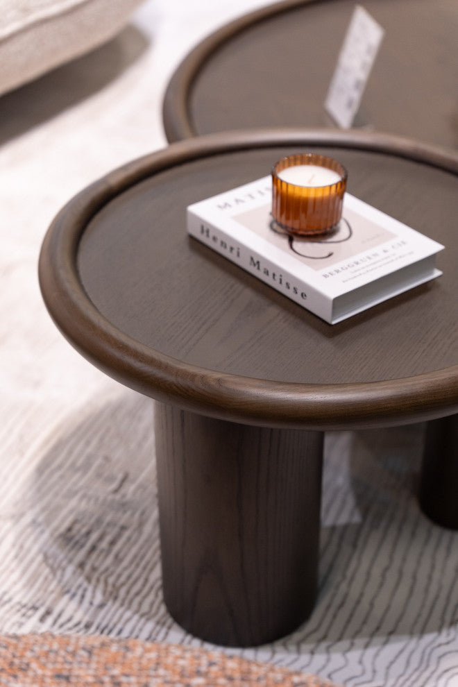 Strauss Contemporary Brown Ash Round End Table