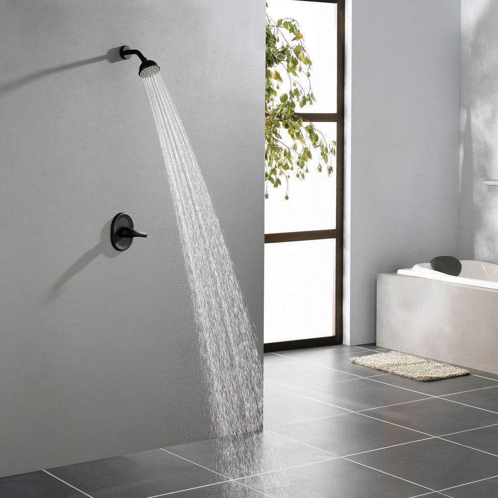 Wellfor Shower Faucet Set With Single-Spray Clean Shower Head, Matte Black