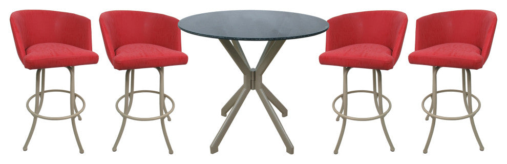 Swivel Counter Metal Pub Set - Joey Stools 26" or 30", Ruby - Beige, 26", Crackle