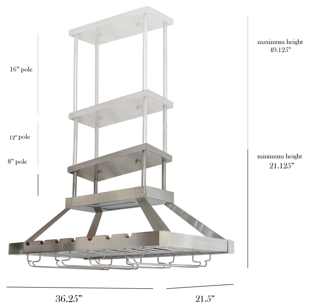 Elegant Designs 2 Light LED Overhead Wine Rack, Brushed Nickel