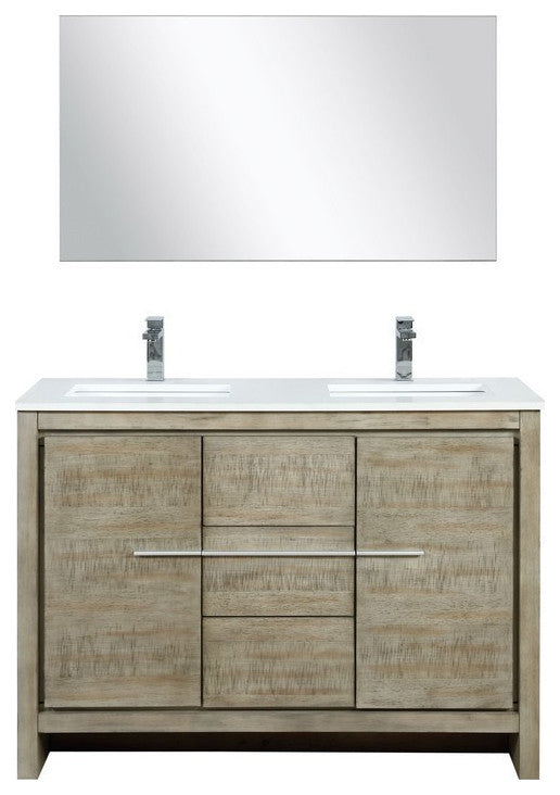 Lafarre Contemporary 48" Rustic Acacia Double Sink Bathroom Vanity Set, Labaro R