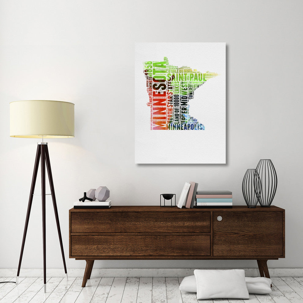 "Minnesota Watercolor Word Cloud" Fine Art Print