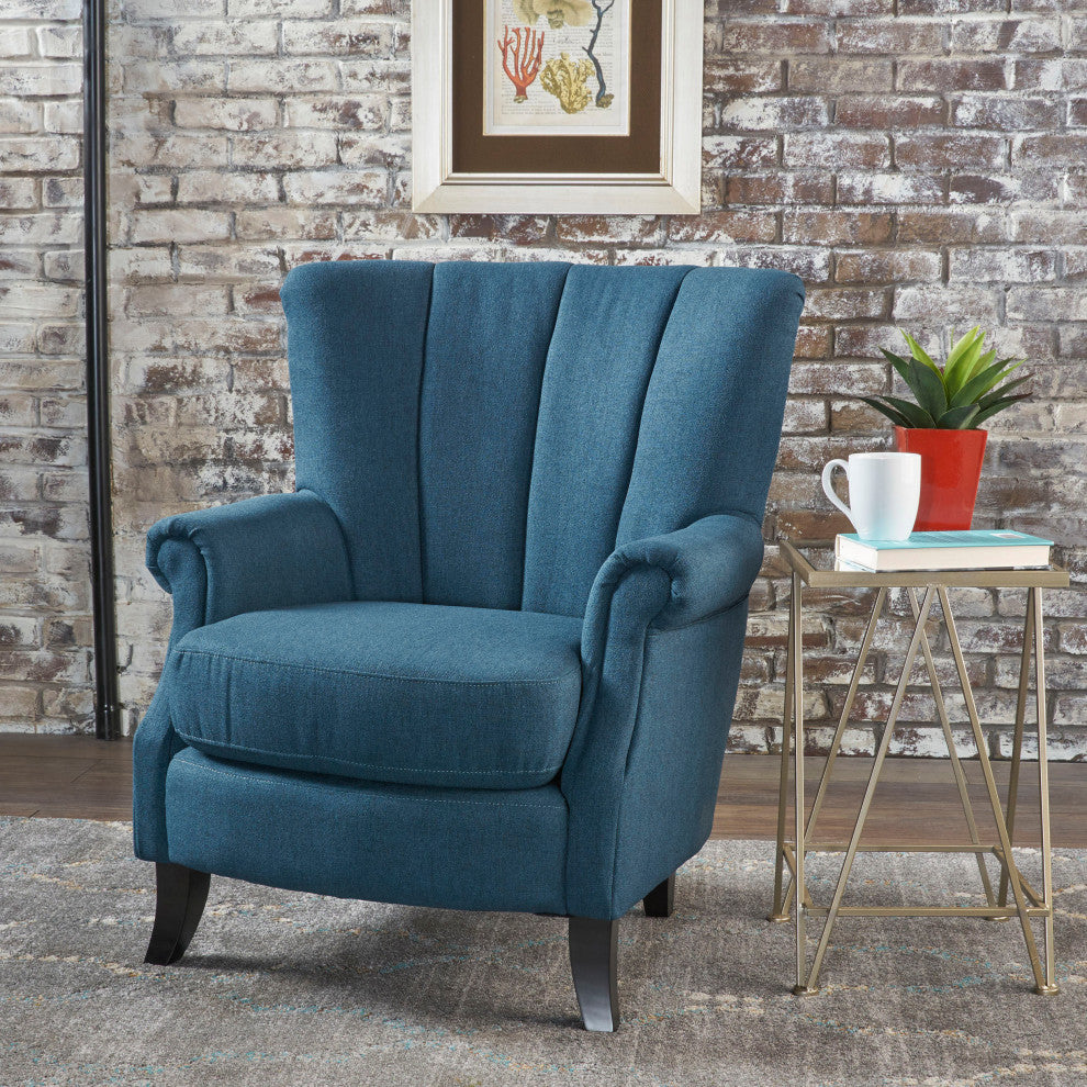 GDF Studio Ezra Classic Fabric Club Chair, Navy Blue