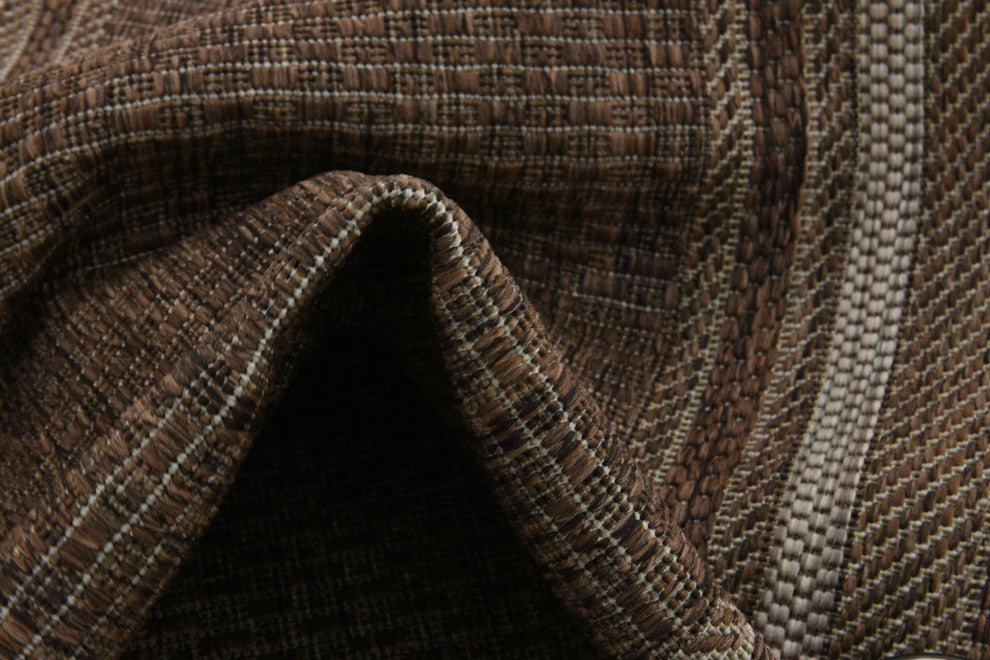 Unique Loom Brown Soft Border Outdoor 2' 0 x 6' 0 Runner Rug