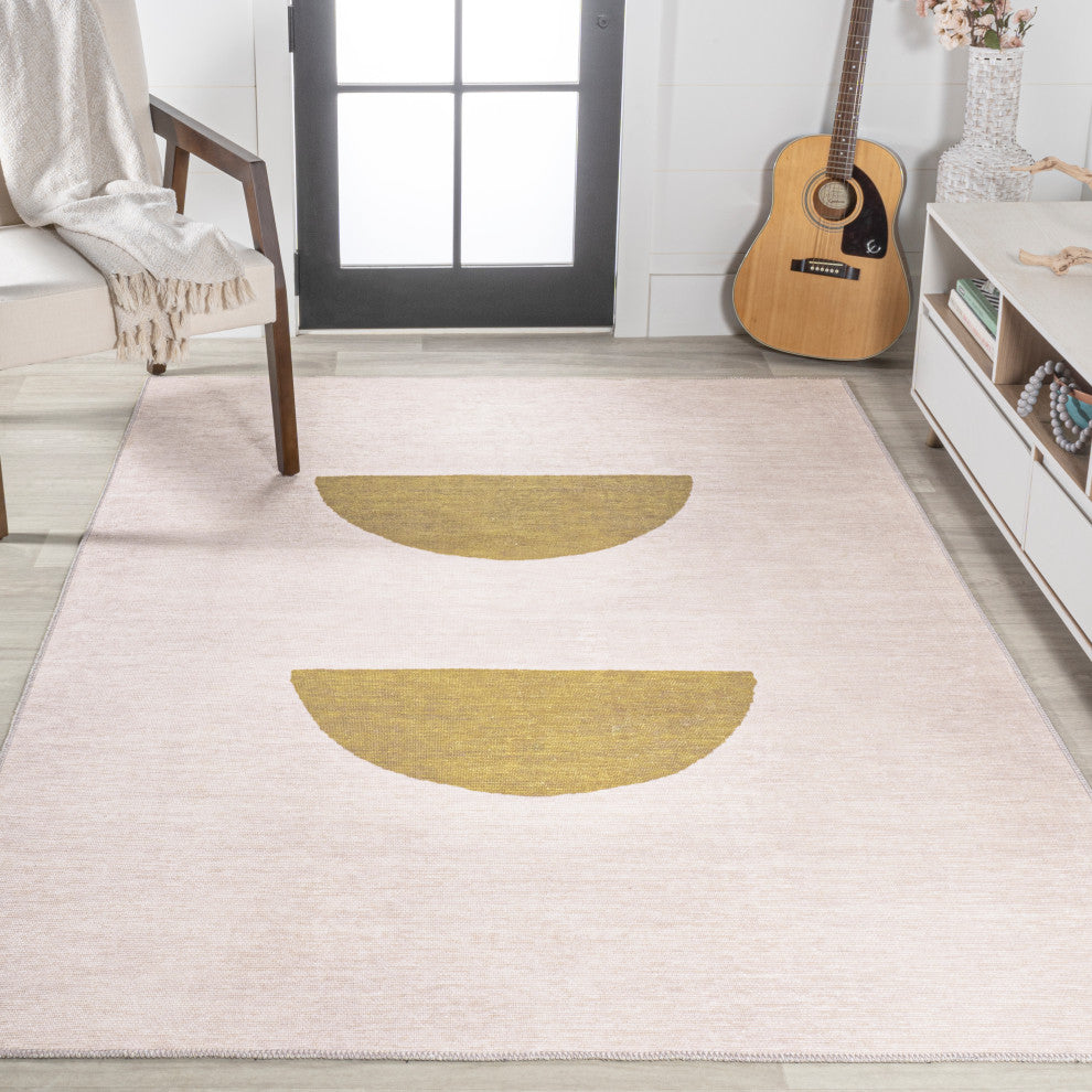 Luola Minimalist Geometric Machine-Washable Area Rug, 4x6