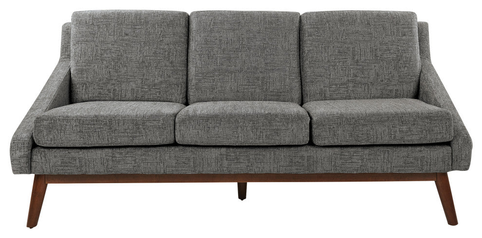 Mid-Century Sofa, Charcoal Fabric With Coffee Finish Legs