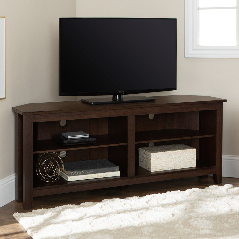 58" Wood Corner TV Console, Espresso