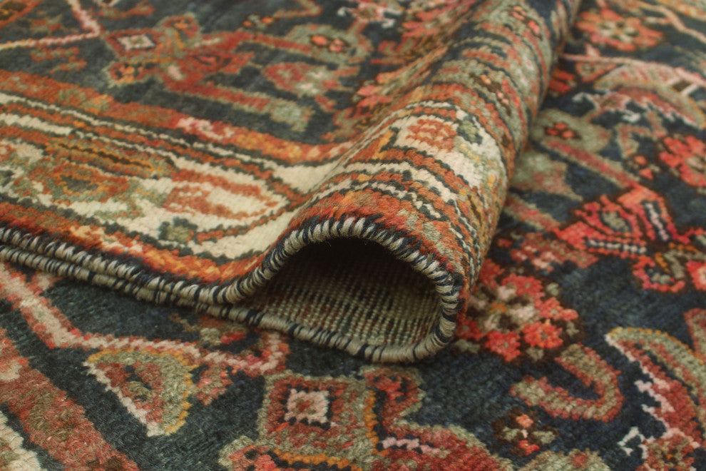 Fine Vintage Distressed Vinsone Navy/Rust Runner, 3'3x9'2