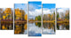Nice Autumn Trees With Forest Lake, Landscape Canvas Print, 60"x32", 5 Panels