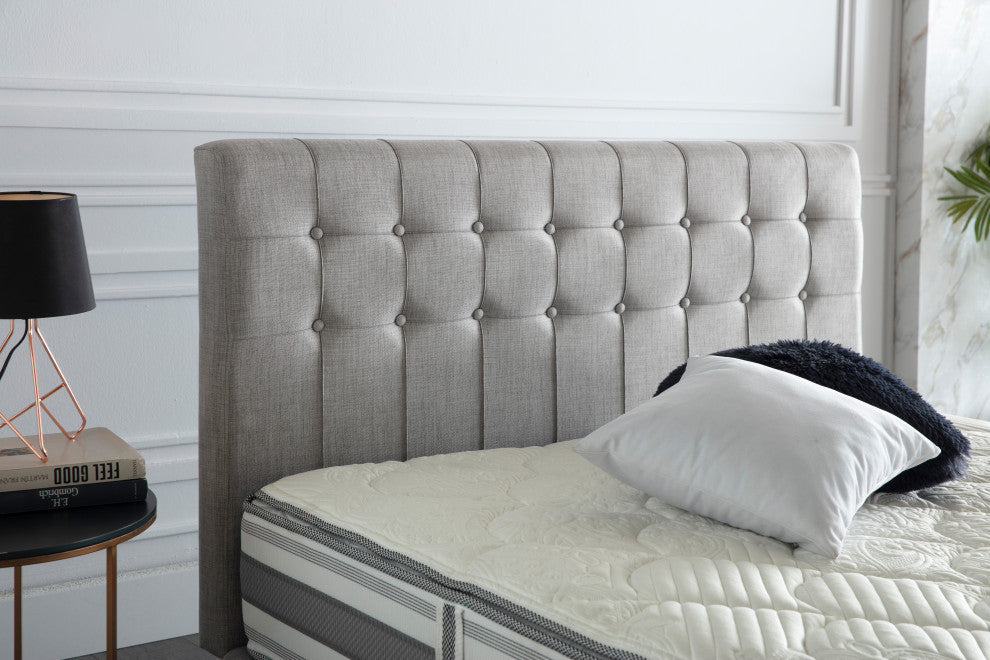 Stratton Full Foundation & Headboard, Bell Basic Light Gray