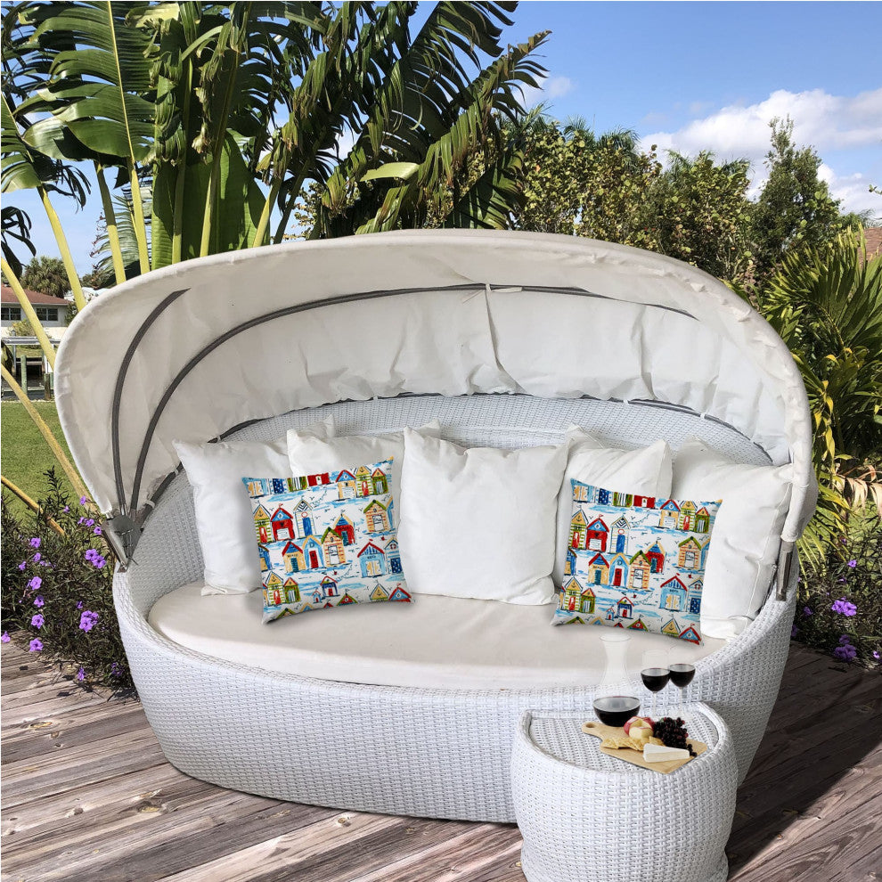 Blue Beach House Indoor Outdoor Sewn Throw Pillow