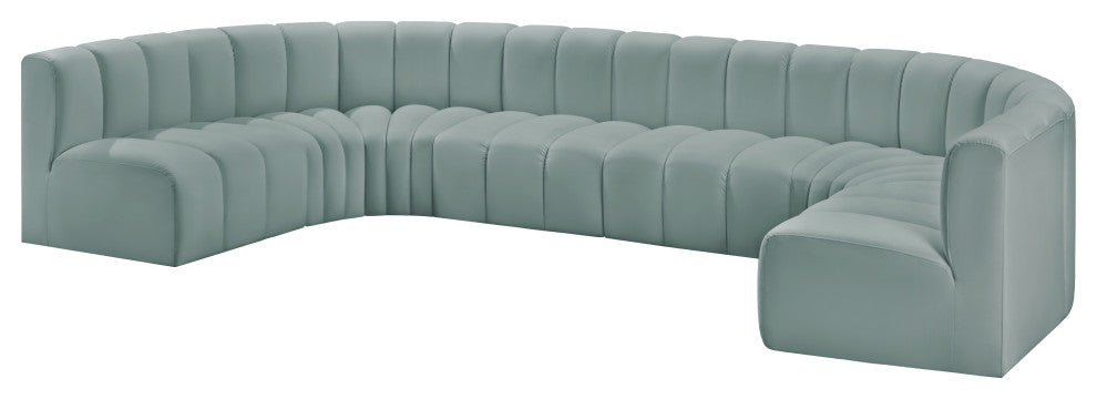 Arc Vegan Leather Upholstered 8-Pc. U-Shaped Modular Sectional, Green