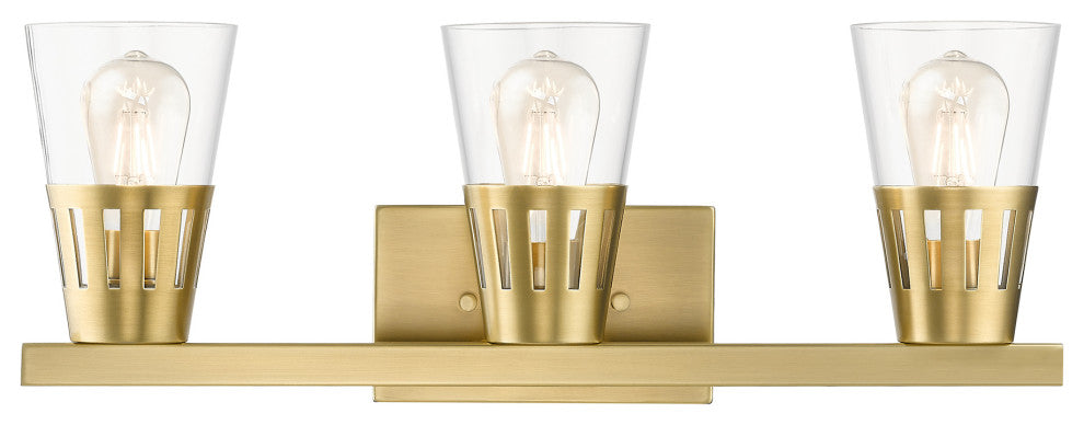 3 Light Natural Brass Vanity Sconce