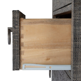 Bar Harbor 5 Drawer Raffia Dresser, Charcoal Raffia