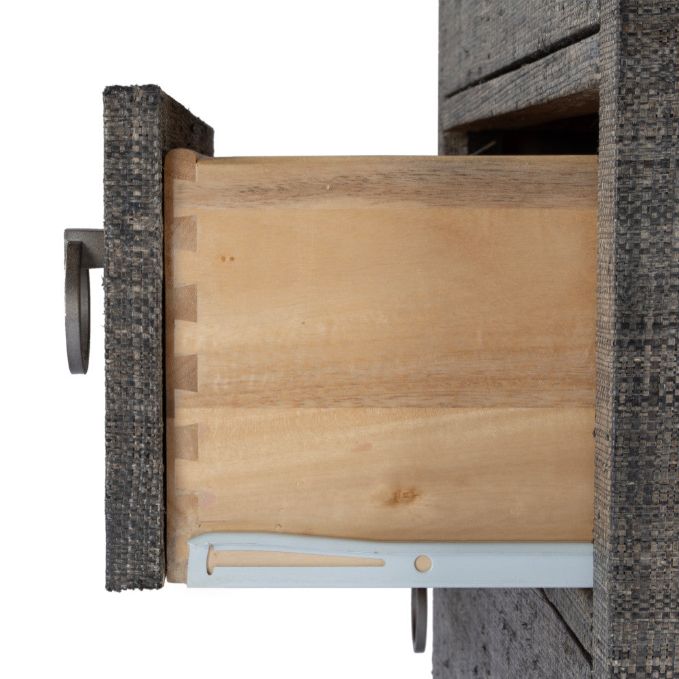 Bar Harbor 5 Drawer Raffia Dresser, Charcoal Raffia