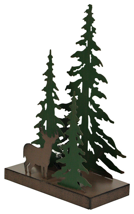 Rustic Metal Deer Forest Stroll Accent Lamp Decorative Woodland Cabin Home Deco
