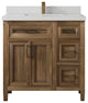 Santa Monica 36 Center Sink Bath Vanity in Graywashed Teak 2" Carrara Quartz