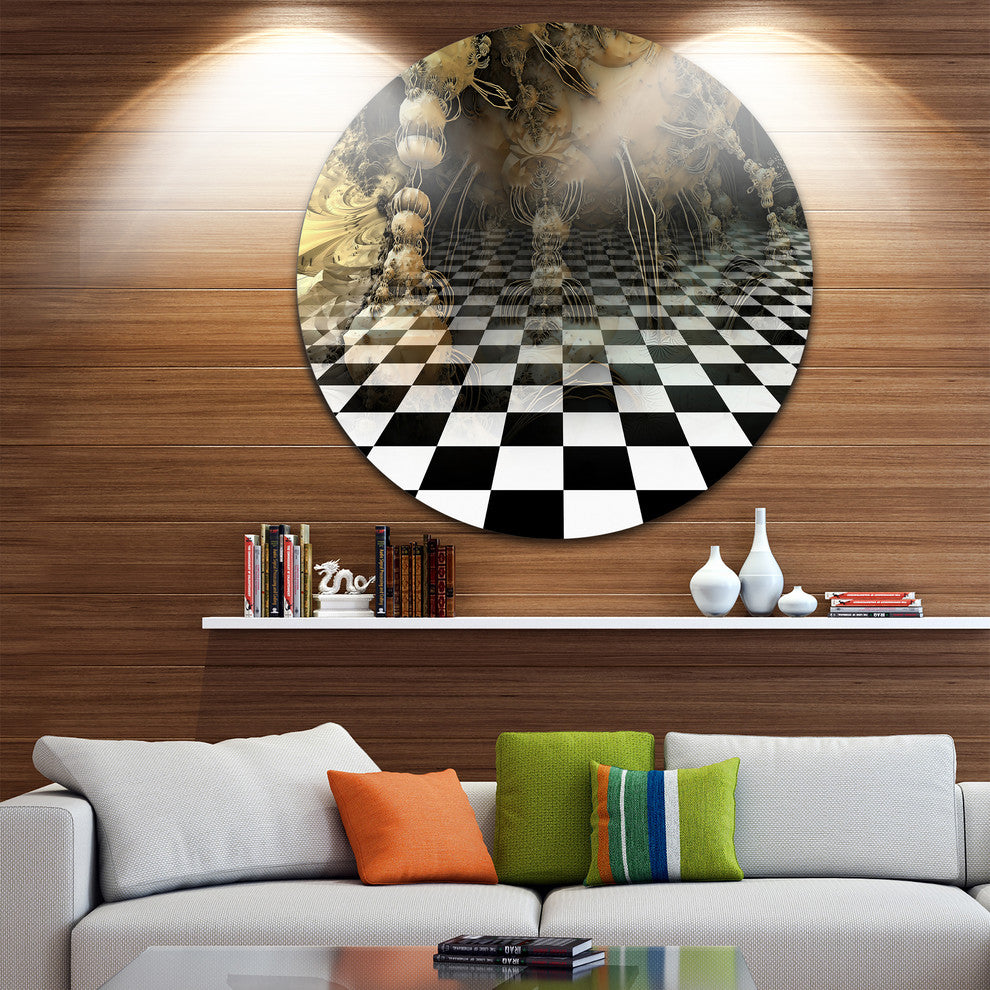 Geometric Composition Close-Up, Abstract Art Disc Metal Wall Art, 23"